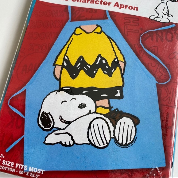NWT PEANUTS CHARLIE BROWN KIDS APRON BLUE YELLOW - Picture 3 of 6
